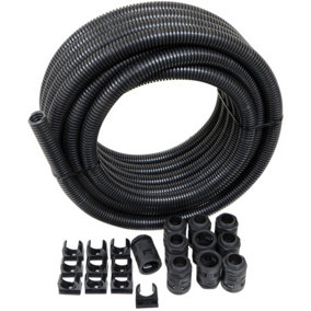 20mm Flexible Conduit with Glands and Clips 10 Metre Black Contractor Pack