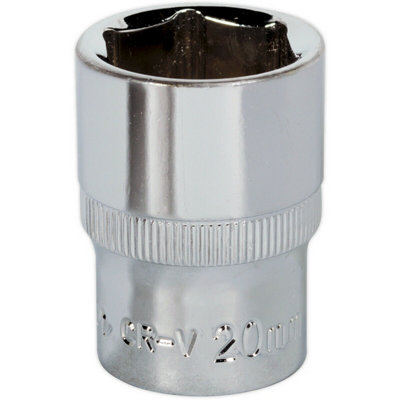 20mm Forged Steel Drive Socket with Polished Chrome Finish for 1/2" Square Drive