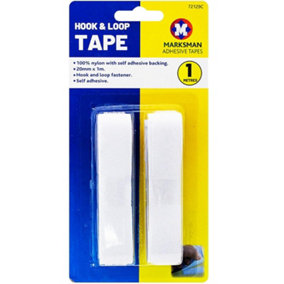 20Mm Hook & Loop Tape Self Adhesive Strip 1M Heavy Duty White Pads