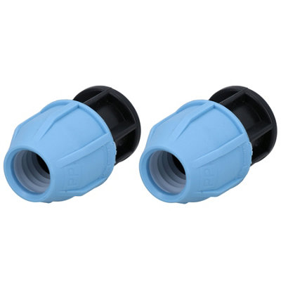 20mm MDPE End Stop Water Pipe Cap Shut-Off Compression Fitting Coupling 2PK