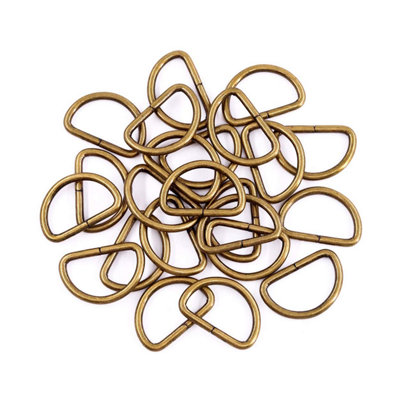 20mm Metal D Ring Buckle for DIY Crafts, Webbing Strap, Purse, Pet collars, Bronze - 10pcs