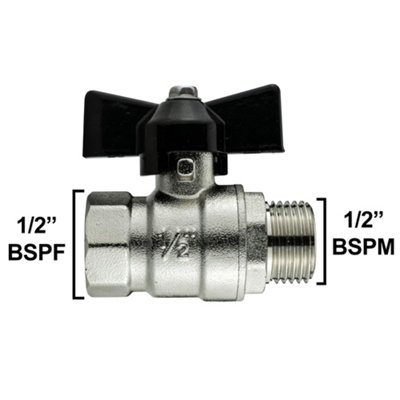 20mm water pipe compression mdpe wallplate+full flow butterfly valve+1/2" barb - 3