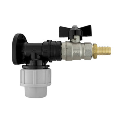 20mm water pipe compression mdpe wallplate+full flow butterfly valve+1/2" barb - 5