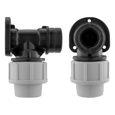 20mm Water Pipe mdpe Compression Back/Wall Plate with Universal Garden Hose Connection - 7