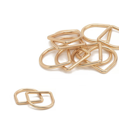 20mm Welded Metal D Ring Buckle for Purse, Pet Collars, Webbing Strap, Gold - 10pcs