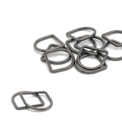 20mm Welded Metal D Ring Buckle for Purse, Pet Collars, Webbing Strap, Gunmetal - 10pcs
