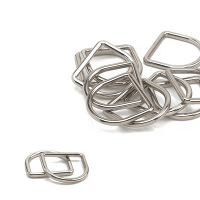20mm Welded Metal D Ring Buckle for Purse, Pet Collars, Webbing Strap, Silver - 10pcs