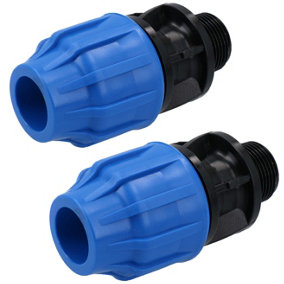 20mm x 3/4" MDPE Male Adapter Compression Coupling Fitting Water Pipe 2PK