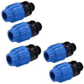 20mm x 3/4" MDPE Male Adapter Compression Coupling Fitting Water Pipe 5PK