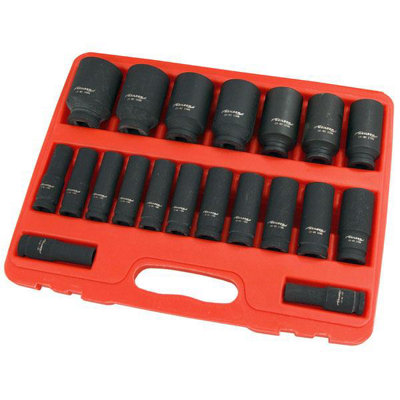 20pc 1/2" Drive Deep Impact Socket Set 10-38mm 6 Point (Neilsen CT1277)