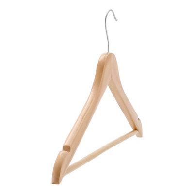 20pcs 44cm Natural Wooden Coat Hangers Space Saving Wood Clothes Hanger with Non Slip Pants Bar