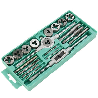 20pcs Hand Tap and Die Set Screw Thread Reamer M3-M12 Twist Drill Bit ...