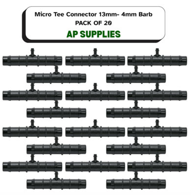 20pcs. Micro Tee Connector 13mm- 4mm Barb - Micro Irrigation Fitting ...