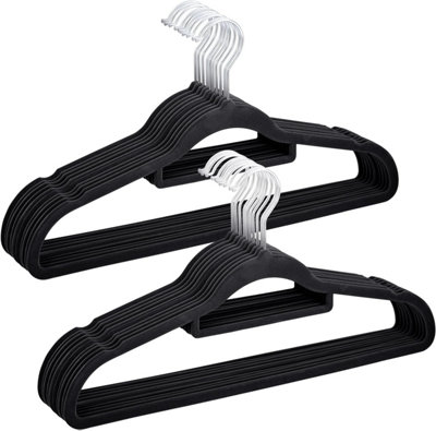 20Pcs Non-Slip Velvet Adult Clothes Hanger (Black)