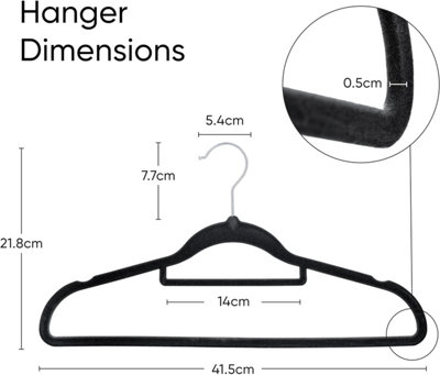 20Pcs Non-Slip Velvet Adult Clothes Hanger (Black) - 3