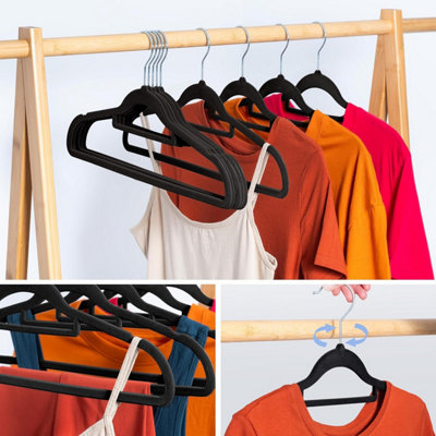 20Pcs Non-Slip Velvet Adult Clothes Hanger (Black) - 5