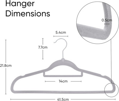 20Pcs Non-Slip Velvet Adult Clothes Hanger (Grey) - 3