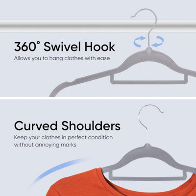 20Pcs Non-Slip Velvet Adult Clothes Hanger (Grey) - 4