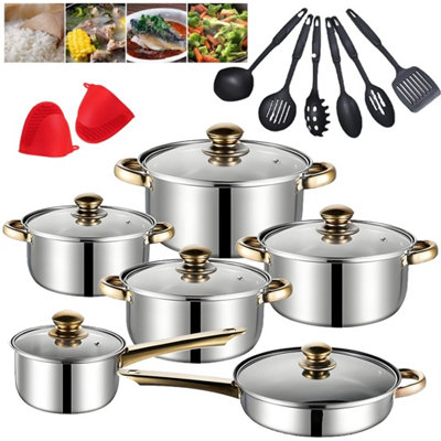 20pcs Non Stick Stainless Steel Cookware For Induction