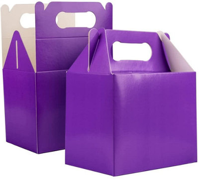 20Pcs Purple Colour Cardboard Lunch Takeaway Birthday Wedding Carry Meal Food Cake Party Box Childrens Loot Bags