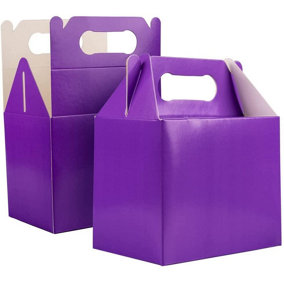 20Pcs Purple Colour Cardboard Lunch Takeaway Birthday Wedding Carry Meal Food Cake Party Box Childrens Loot Bags