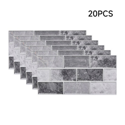 20Pcs Self-Adhesive Wall Tile Stickers with Marble Effect