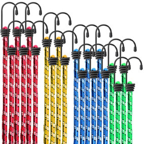 20pk Assorted Bungee Cords with Hooks, Long Bungee Cord with Hooks, Ideal for Securing Loads and Bundling Items, Adjustable
