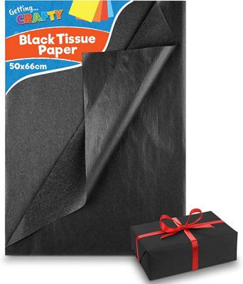 20pk Black Tissue Paper for Wrapping Gifts 50cm x 66cm, Black Tissue Paper  Sheets, Tissue Paper Black Sheets Packaging