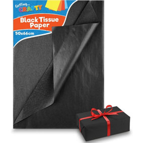 20pk Black Tissue Paper for Wrapping Gifts 50cm x 66cm, Black Tissue Paper Sheets, Tissue Paper Black Sheets Packaging