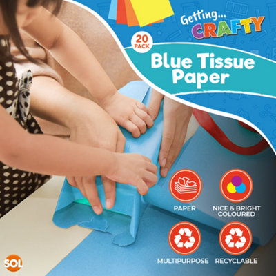 20pk Blue Tissue Paper for Wrapping Gifts, 66cm x 50cm Blue Tissue Paper Sheets for Packaging Biodegradable Tissue Paper Blue