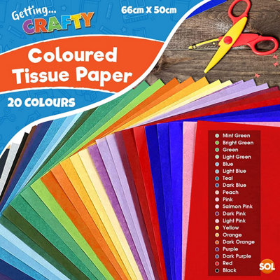 20pk Coloured Tissue Paper for Wrapping Gifts 66cm x 50cm, Tissue Paper for Gift Boxes & Bags Tissue Paper Sheets for Packaging
