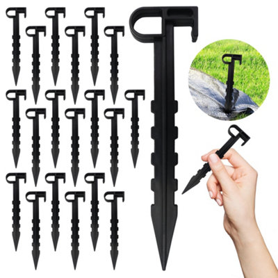 20pk Garden Pegs for Netting, Plastic Hook Ground Pegs for Gardening ...