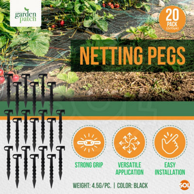 20pk Garden Pegs for Netting, Plastic Hook Ground Pegs for Gardening Task Securing Garden Membrane Pegs Plant Support