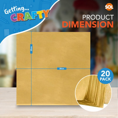 20pk Gold Tissue Paper for Wrapping Gifts 50cm x 50cm, Gold Foil Sheets ...
