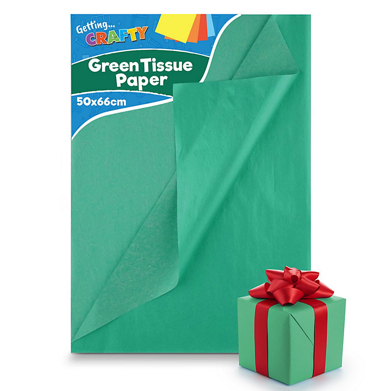 20pk Green Tissue Paper for Wrapping Gifts, 66cm x 50cm Green