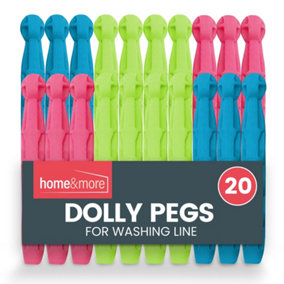 20pk Plastic Dolly Pegs For Washing Line - Heavy Duty Dolly Washing Pegs - Plastic Clothes Pegs for Washing Line
