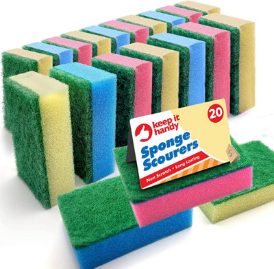 20pk Small Sponge Scourer for Kitchen, Sponges Washing Up, Kitchen ...