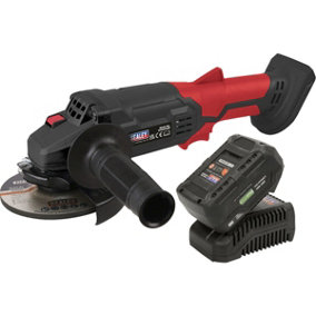 20V Cordless Angle Grinder & 1x Lithium Ion Battery - 115mm Quick Change Discs
