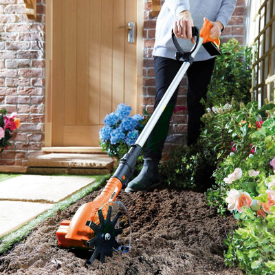 20V Cordless Garden Cultivator with 10-Tine Blade, Battery & Charger Included