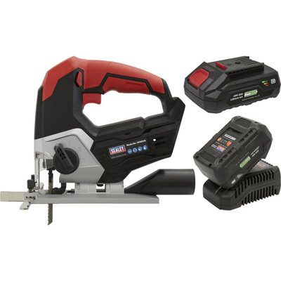 20V Cordless Jigsaw & 2x Li-Ion Batteries - Variable Speed Control Wood ...