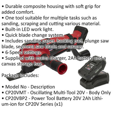 20V Cordless Oscillating Multi Tool Kit - Li-Ion Battery - Vibrating ...