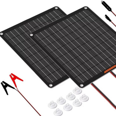 20W 12V Portable Mono Solar Panel Trickle Charger Kit Car Battery ...