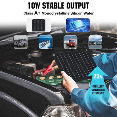 20W 12V Portable Mono Solar Panel Trickle Charger Kit Car Battery ...