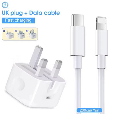 Chargeur Rapide 20W USB-C + 2m Câble - Compatible IPhone 14/13/12/11/SE/8/7 + IPad - Double Port USB-C/A - Charge PD Puissante