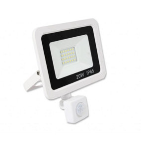 20w LED Floodlight with PIR - White Casing