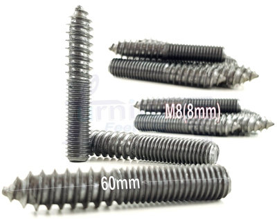 20x M8 60mm Wood to Metal Screws Furniture Dowels Double Ended Fixing Bolts Thread Screw Stud Hanger Bolt