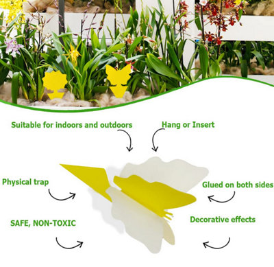 20x Yellow Sticky Fly Trap Bug Insect Catcher Trap Paper Killer Glue ...