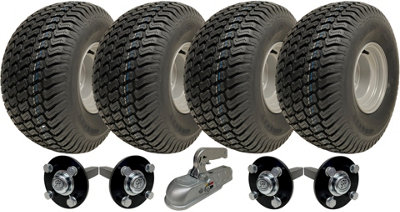 20x10.00-8 Twin Axle ATV Trailer Kit Wheels, Stub Axles Hitch Road Legal 1800kgs