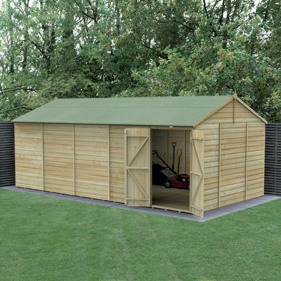20x10 Reverse Apex Shed Beckwood 25yr Guarantee Shiplap Pressure Treated  - No Windows - Double Door