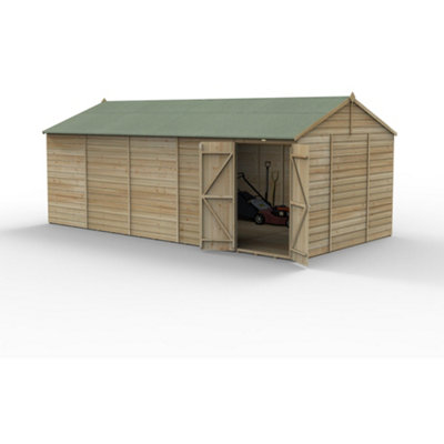 20x10 Reverse Apex Shed Beckwood 25yr Guarantee Shiplap Pressure Treated  - No Windows - Double Door